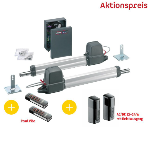 SOMMER Drehtorantrieb twist M S3 Set für zweiflügelige Tore
Antriebseinheit twist M S3 in Seitenansicht
Drehtorantrieb twist M S3 montiert an Einfahrtstor
Steuerbox DST-A 24 für Torantrieb twist M S3
Funkhandsender Pearl Vibe für SOMMER Antriebe
Beschläge und Montagebauteile für twist M S3
Antriebseinheiten twist M S3 im Außenbereich
Beide M S3 Torantriebe nebeneinander
Detailaufnahme Spindelantrieb twist M S3
Komplettpaket twist M S3 mit Steuerung und Funk