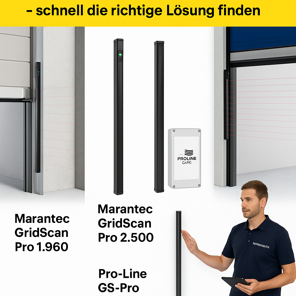 Tormeister 24 Fachberatung prüft Lichtgitter-Montage am Industrietor