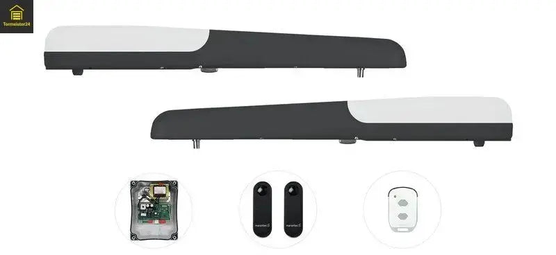 Marantec Drehtorantrieb mit Encoder und ohne Encoder im Vergleich an einer zweiflügeligen Einfahrt mit bi.linked Funktechnik