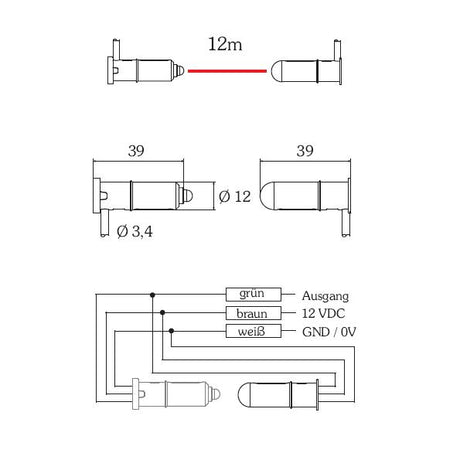 Optosensor-Set 12 mm – Sender & Empfänger zur Torabsicherung für Sektional- & Industrietore Tormeister24