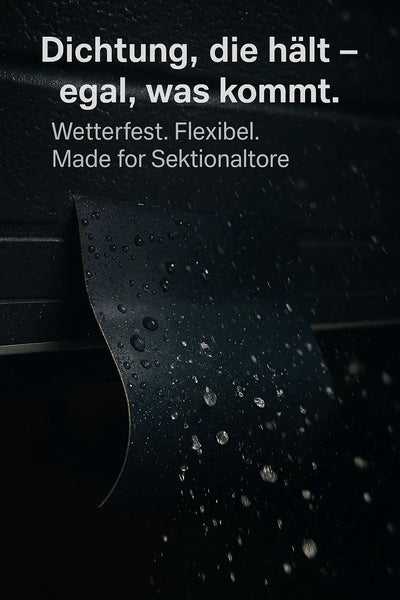 Nahaufnahme Rolltor-Dichtung mit Wassertropfen – zeigt wetterfeste Qualität.