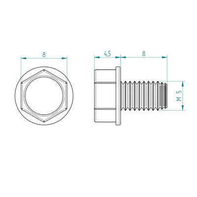 Gewindefurchende Schraube M5 x 8 Kopf 8 Schweighöfer Tore