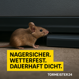 Rolltorabdichtung mit Edelstahlgewebe – nagersicher und beständig gegen Feuchtigkeit.