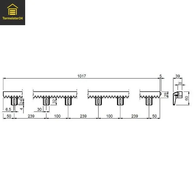 Schiebetorantrieb Zahnstange Kunststoff mit Stahlkern