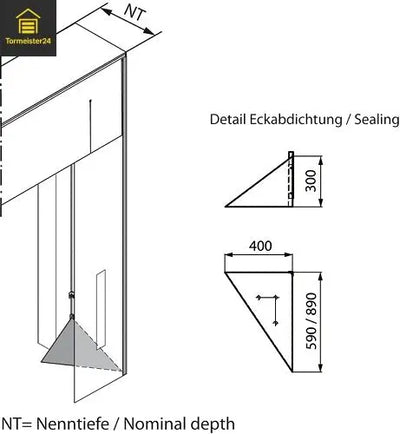 Torabdichtung Eckkissen Dreieck 400x890 mm
